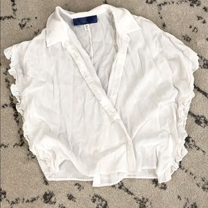 White blouse ruffle side